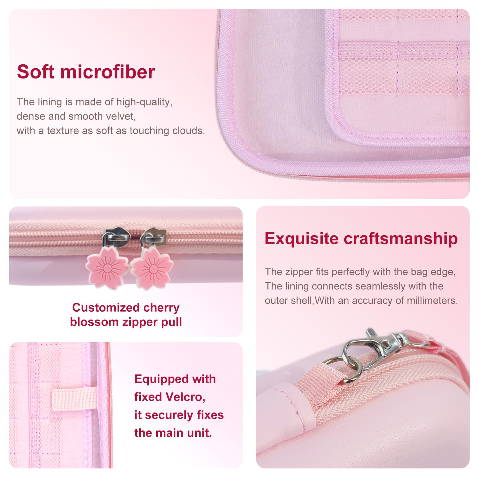 HLRAO Étui rose compatible avec Nintendo Switch OLED 2021,coque rigide Sakura Design, étui de rangement portable solide, antichoc, avec protection d'écran en verre HD et 4 capuchons Sakura Thumb Grip.
