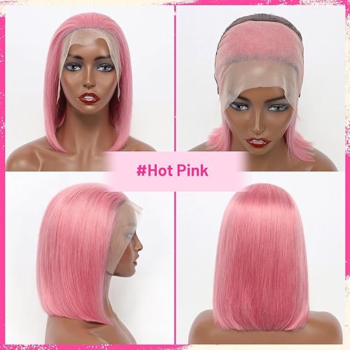 Miniatura 18 de Evala Bob Wig Human Hair Black Bob Lace Front Wig 10 inch Middle Part Short Bob Wig 13x4x1 Frontal Lace Wig #1 Jet Black Color Bob Wigs 150% Density