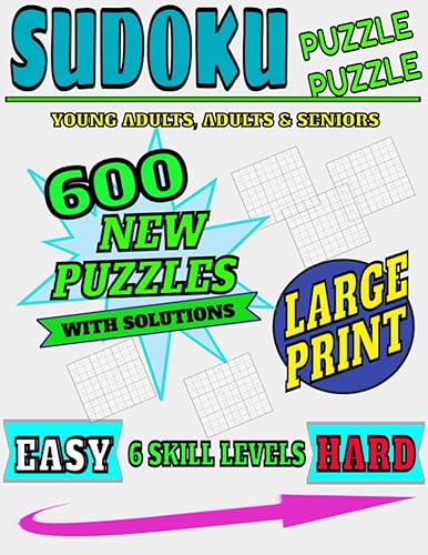 SUDOKU Puzzle Puzzle is a large print puzzle book for adults easy to hard difficulty. Sudoku's are logic puzzle games for adults. These number puzzle ... This sudoku book has 600 fun adult puzzles.