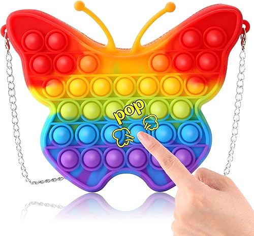 SCIONE Bolsa de hombro arcoíris para niñas, regalo para el día de San Valentín, juguete sensorial para aliviar el estrés, suministros de regreso a