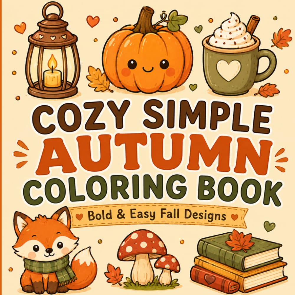 Cozy Simple Autumn Coloring Book: Bold & Easy Fall Designs