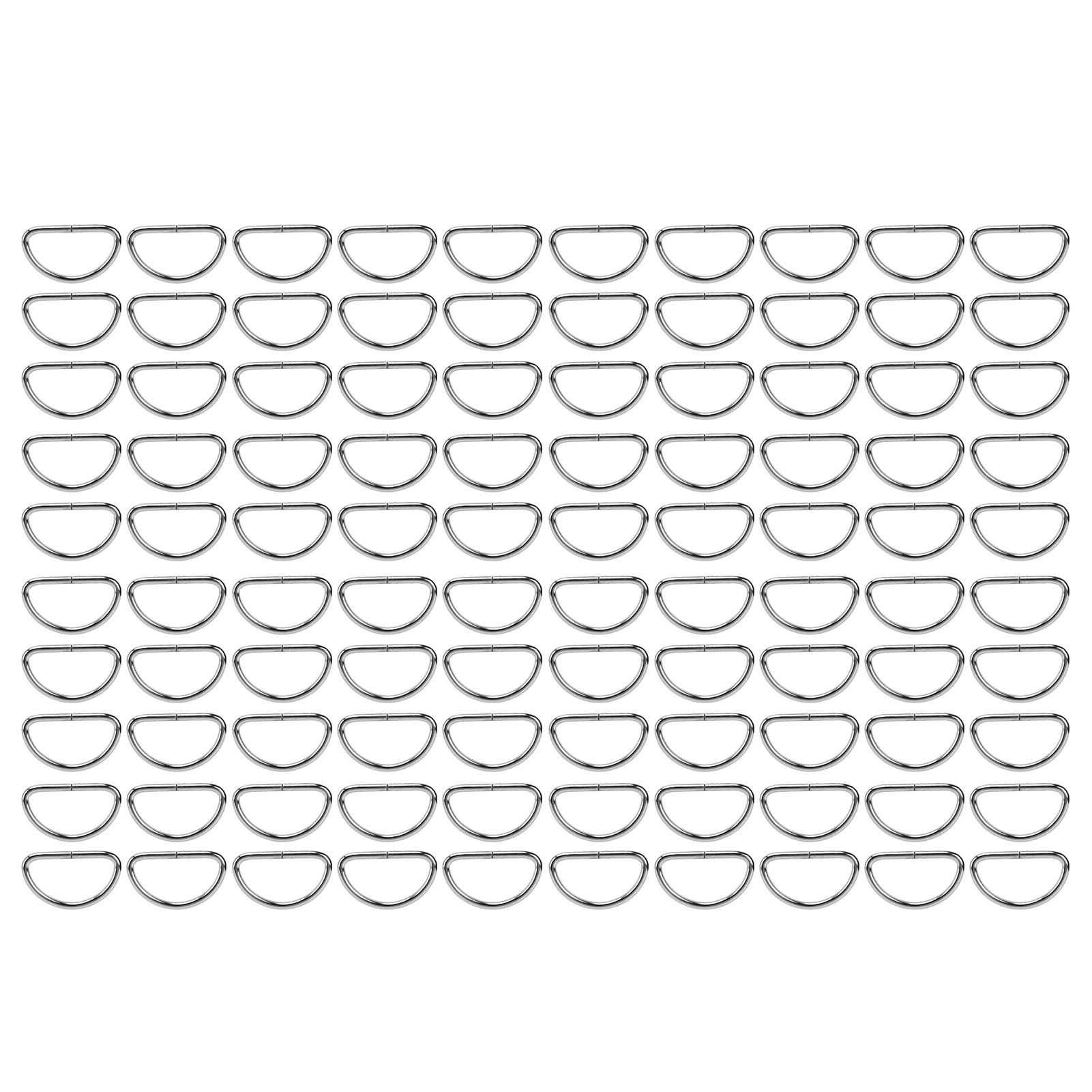 100 Uds anillos D Collar de perro anillos de Metal D para correas de pecho de perro accesorios de maletas para mascotas (Plata 3x32x17mm)