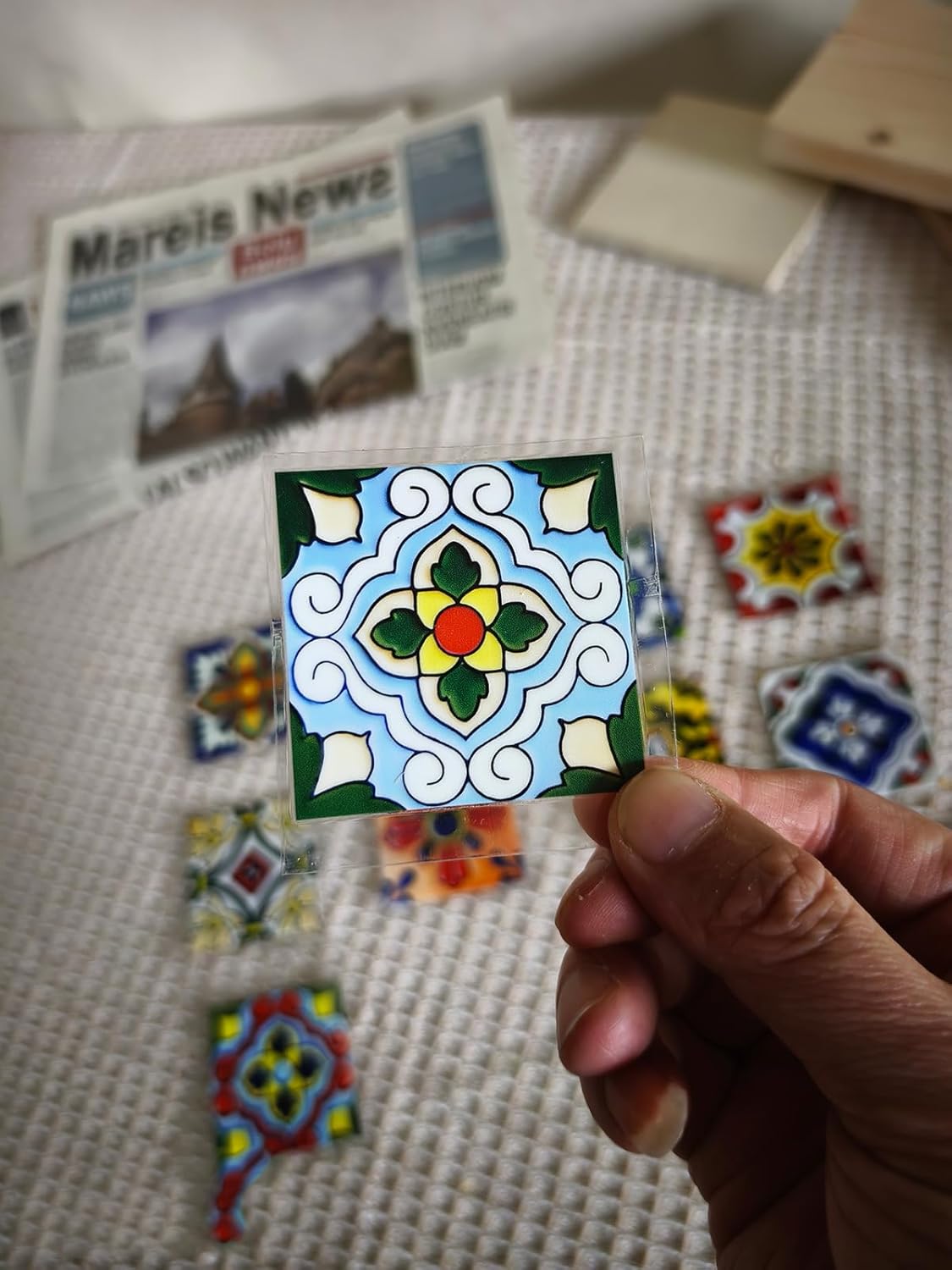 Heimerdinger Talavera Tile Stickers, Moroccan Style Decorative Wall Decor, Peel and Stick (Talavera 002, 2"x2")