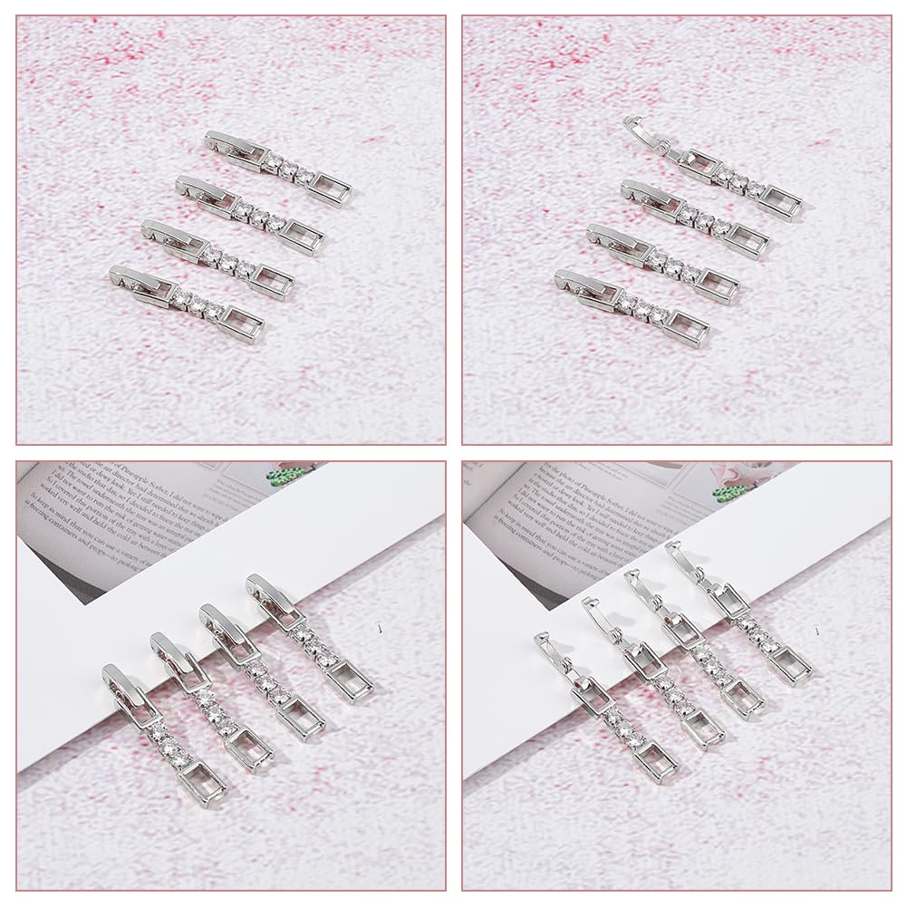 SUPERFINDINGS 4Pcs Silver Bracelet Extender Fold Over Clasp - Image 4