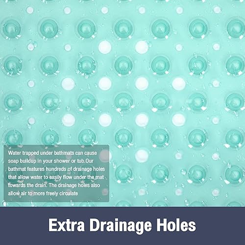 Miniatura 7 de Tapete extra largo para bañera antideslizante, color verde claro, suave, para bañera, 40 x 16 pulgadas, tamaño matrimonial, tapete para bañera y