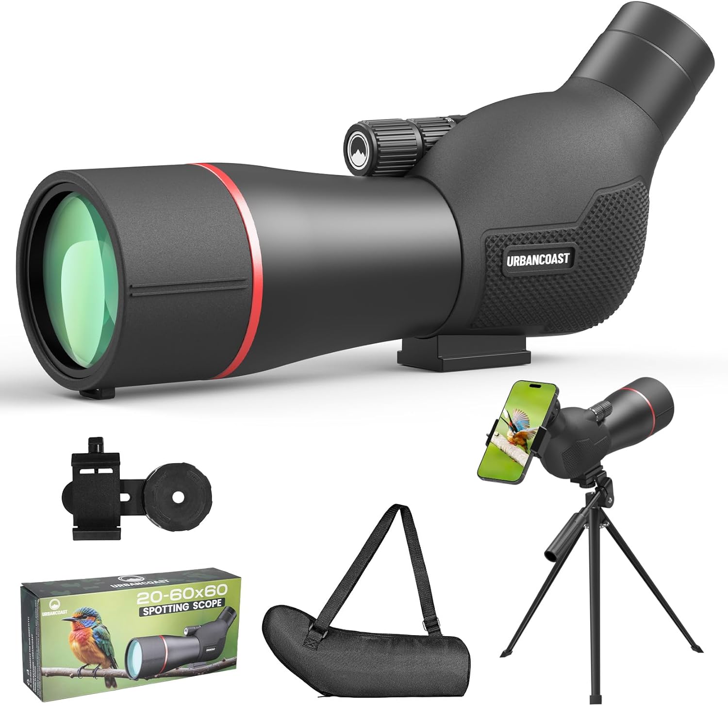 Spotting Scope 20-60x60mm - Waterproof IPX7 Spotter Scope with Phone Adapter