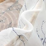 MIULEE White and Blue Tree Branch Print Semi Sheer Curtains 90 Inches for Living Room Window 2 Panels Bedroom Linen Texture Semi Sheer Drapes Grommet Top,52" W