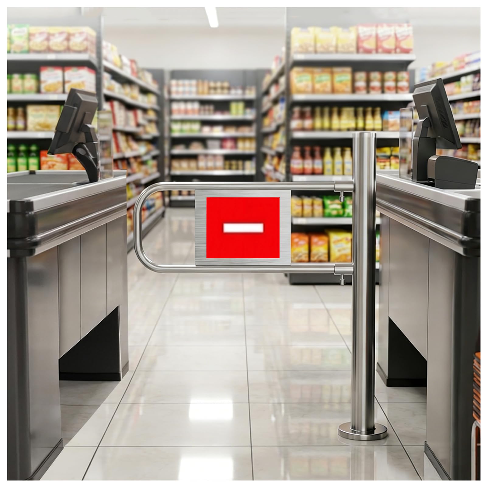 HJZALMI Porta a Battente in Acciaio Inox per Supermercati, Cancello Automatico con Chiusura Sicura e Controllo Accessi, Ideale per Supermercati e Tornelli, Robusto(Argento (Destra), 80x97cm)