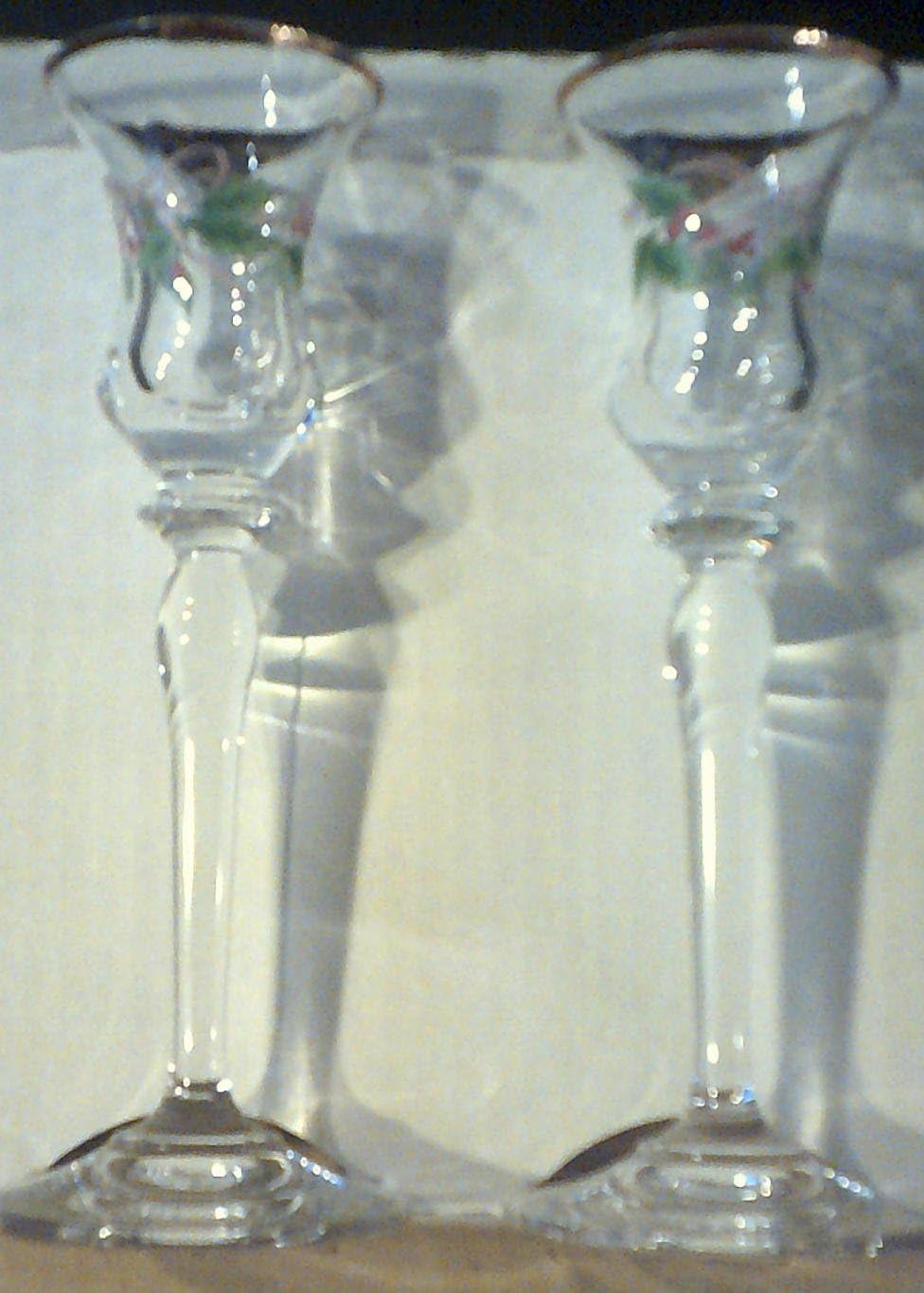 Mikasa Christmas Candlestick Holders (Ribbon Holly Pattern)