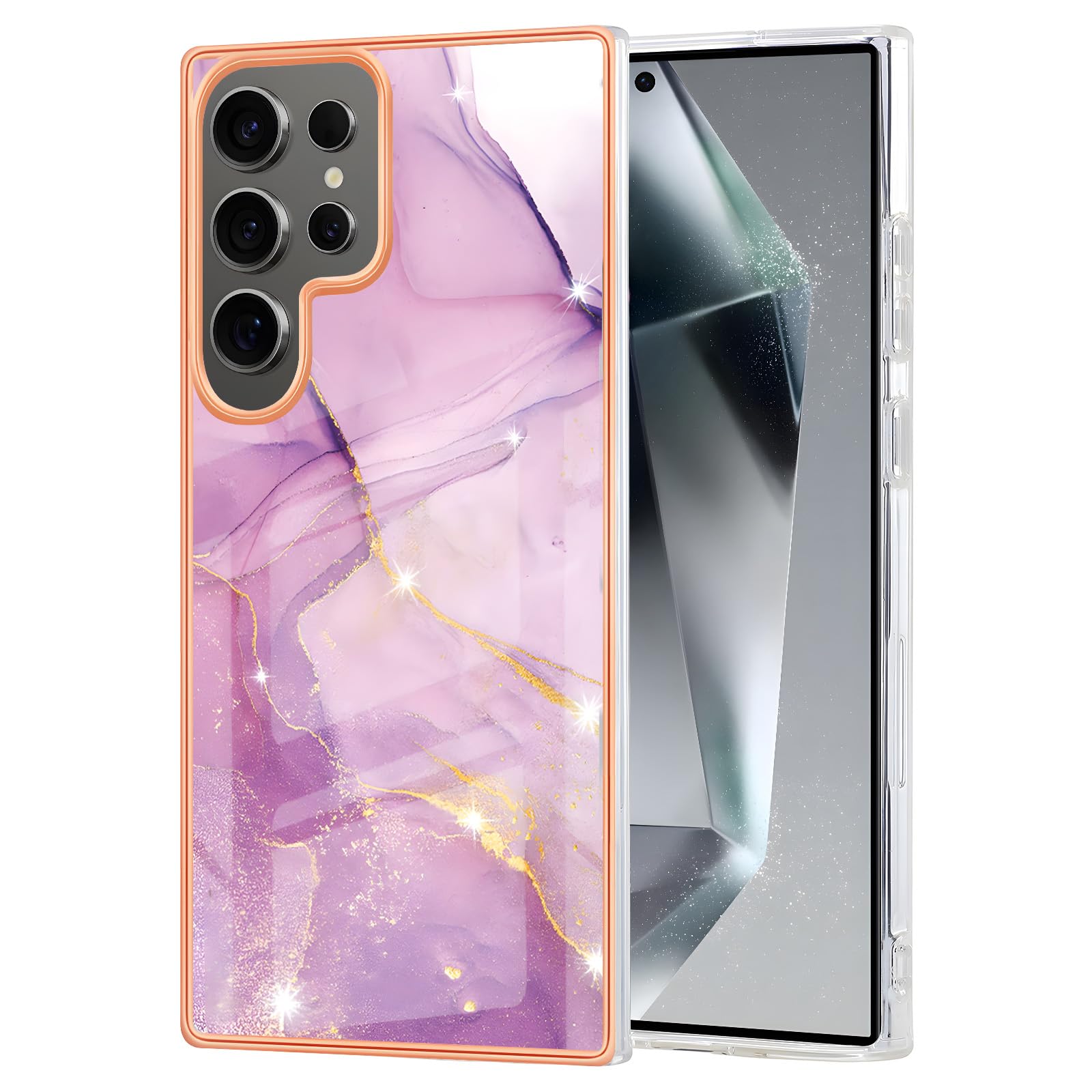 UDARUI Case Compatiable with Galaxy s24 ultra 6.8 inch,Unique Marble Print Pattern Agate Slice Stone Design Soft TPU Slim Fit Protective Phone Cover Case for Women Girls (Purple)