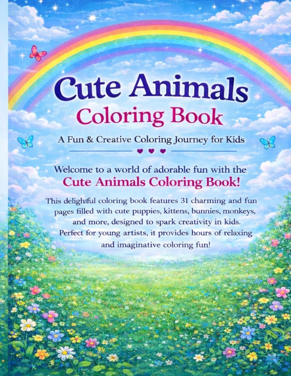 Cute Animals Coloring Book for Kids: 31 Fun and Easy Coloring Pages for Toddlers and Kids Ages 3–8 | Cute Animals, Fun Activities, and Creative Learning