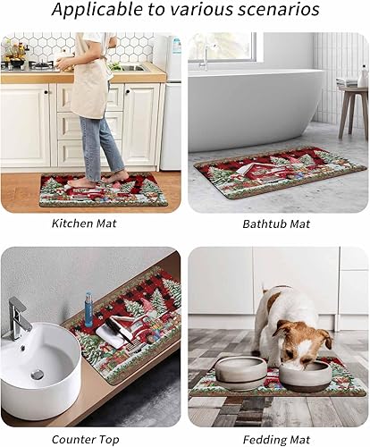 Miniatura 9 de Tapete de baño de Navidad a cuadros para bañera, antideslizante, de secado rápido y absorbente, tierra de diatomeas, fregadero, cocina, sala