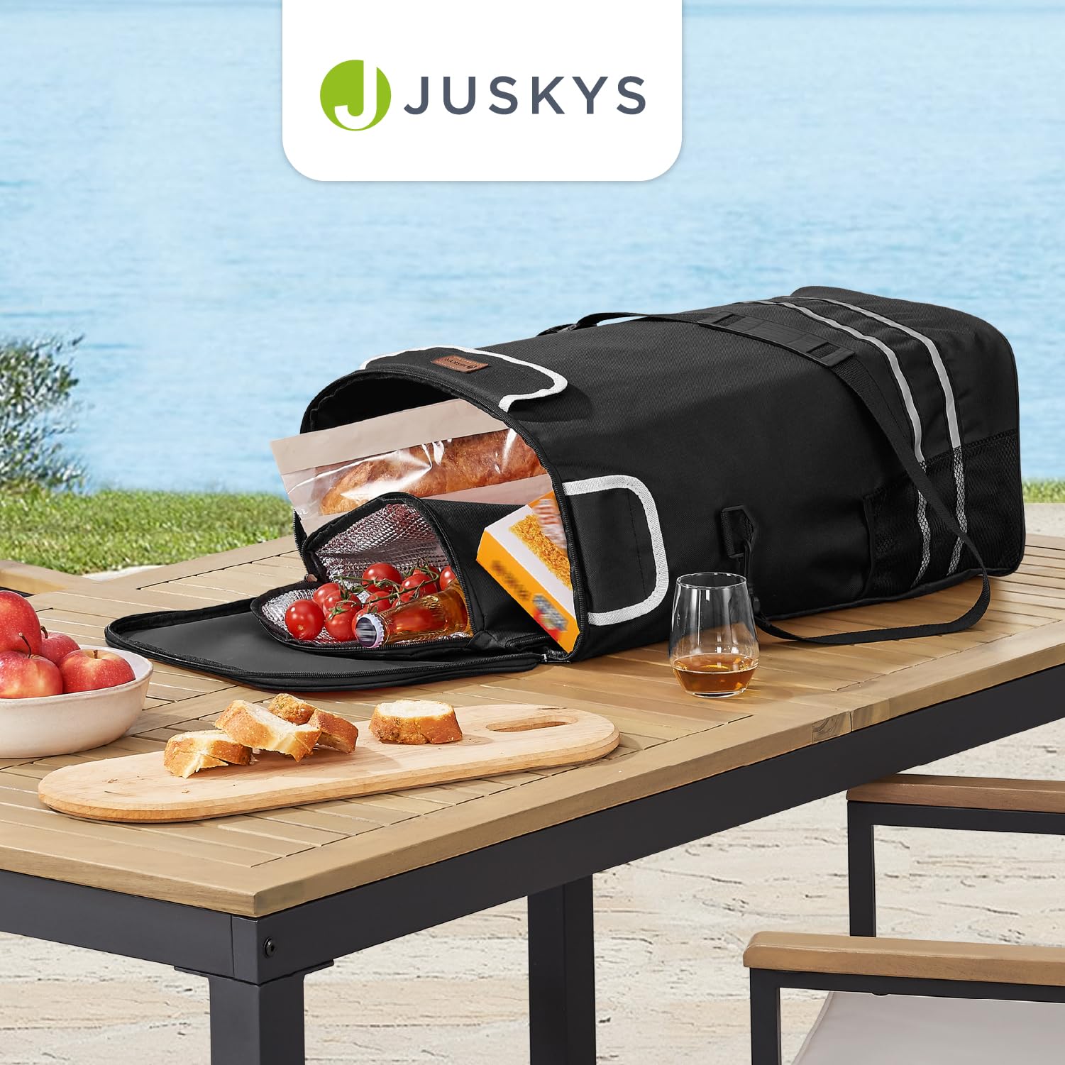 Juskys 3in1 Einkaufstrolley für Treppen - 56 L, modern & klappbar - Treppensteiger Trolley zum Shopping - Sackkarre & Tasche - Trolli Schwarz