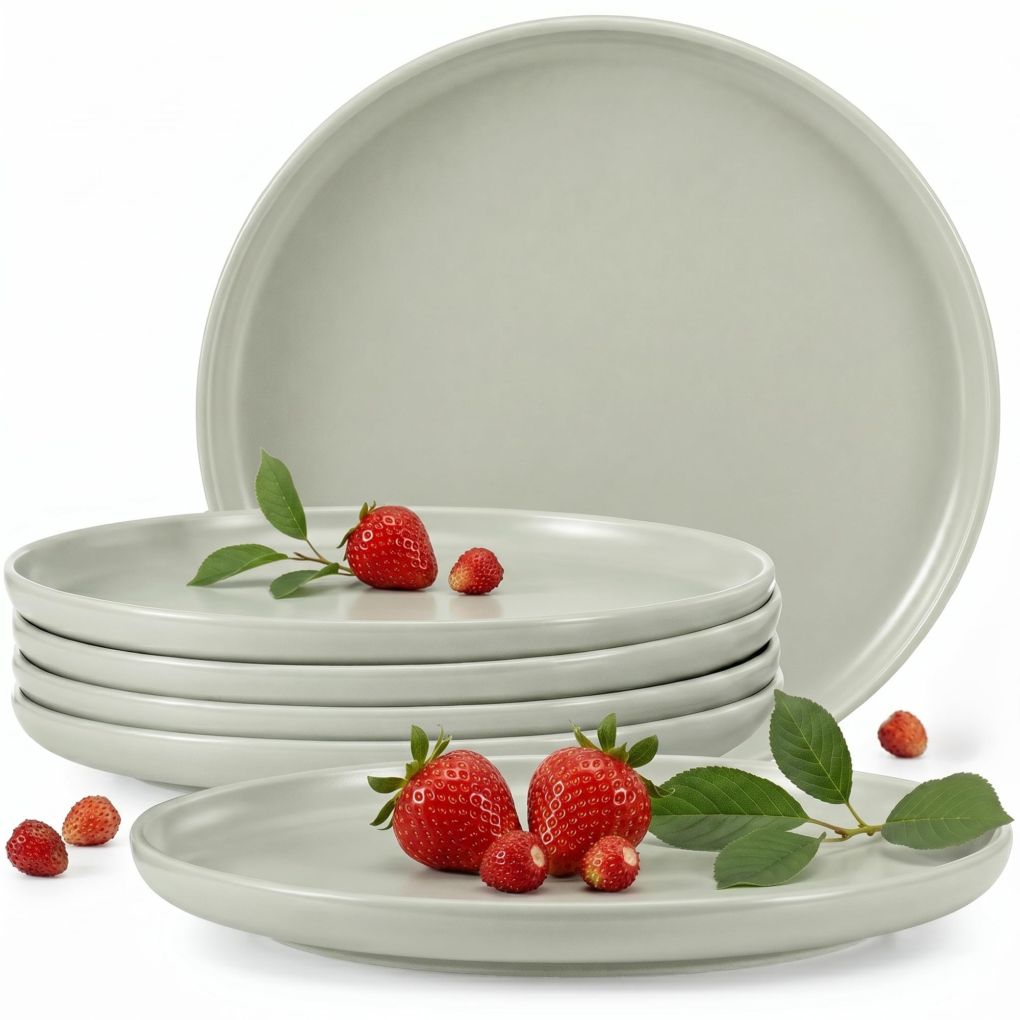 Konsimo. Speiseteller Set für 6 Personen - VICTO Tellerset aus Keramik - Teller Set 6er - Spülmaschinen - Mikrowellengeeignet - Moderne Großer Essteller - 27 cm - Beige - Grün Matt