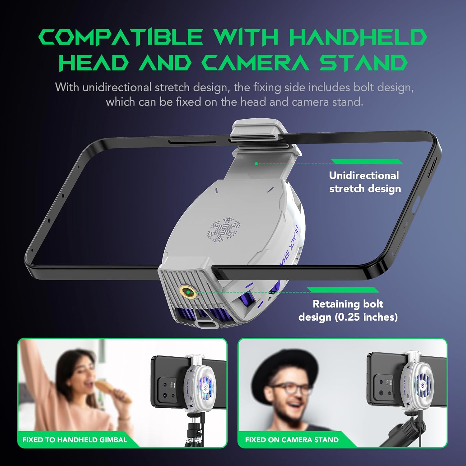 Black Shark Phone Cooler for Gaming FunCooler 5 NEO, Wired Mobile Phone Cooling Fan Lightweight Quiet with RGB Light, Cellphone Radiator for 2.67-3.45 inches iPhone/Android, Retaining Bolt (White) FunCooler 5 NEO White image 5 of 7 B0F9YRZTB4