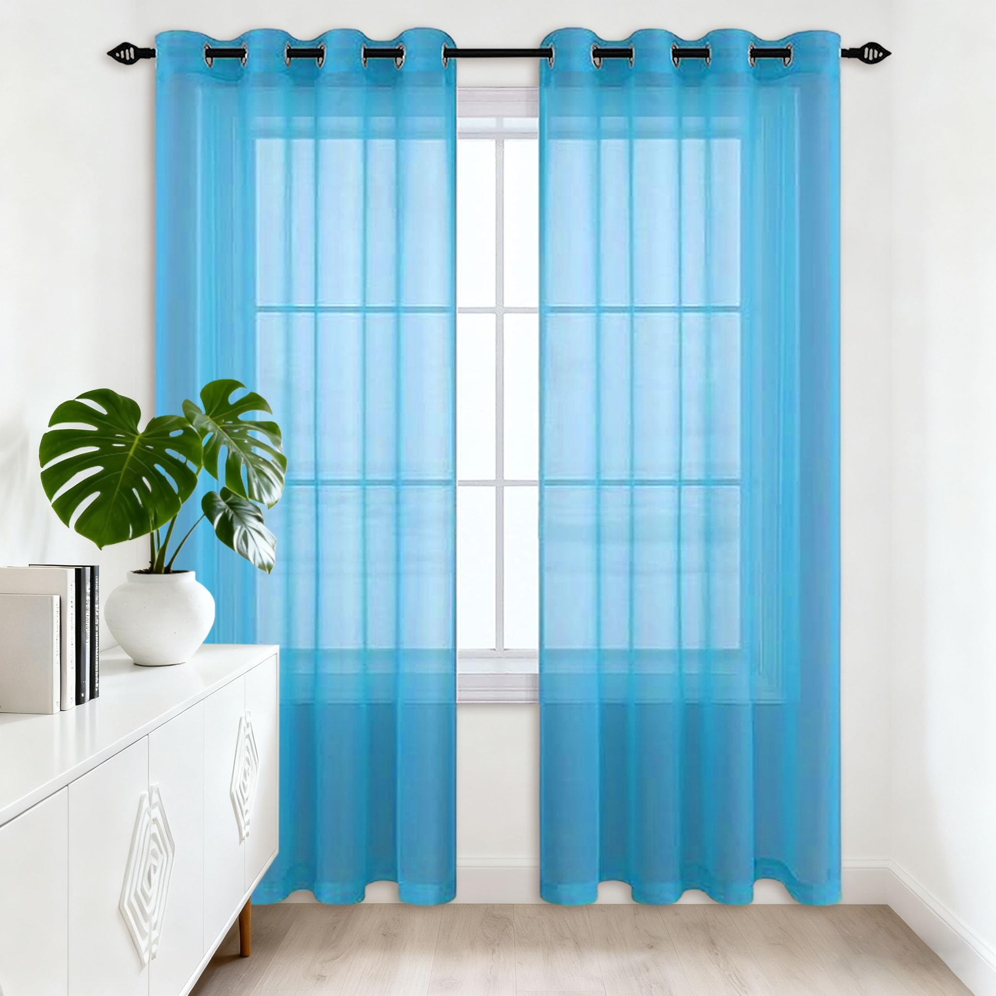 Voilages de fenêtre bleu ciel 325x165 pour décoration chambre