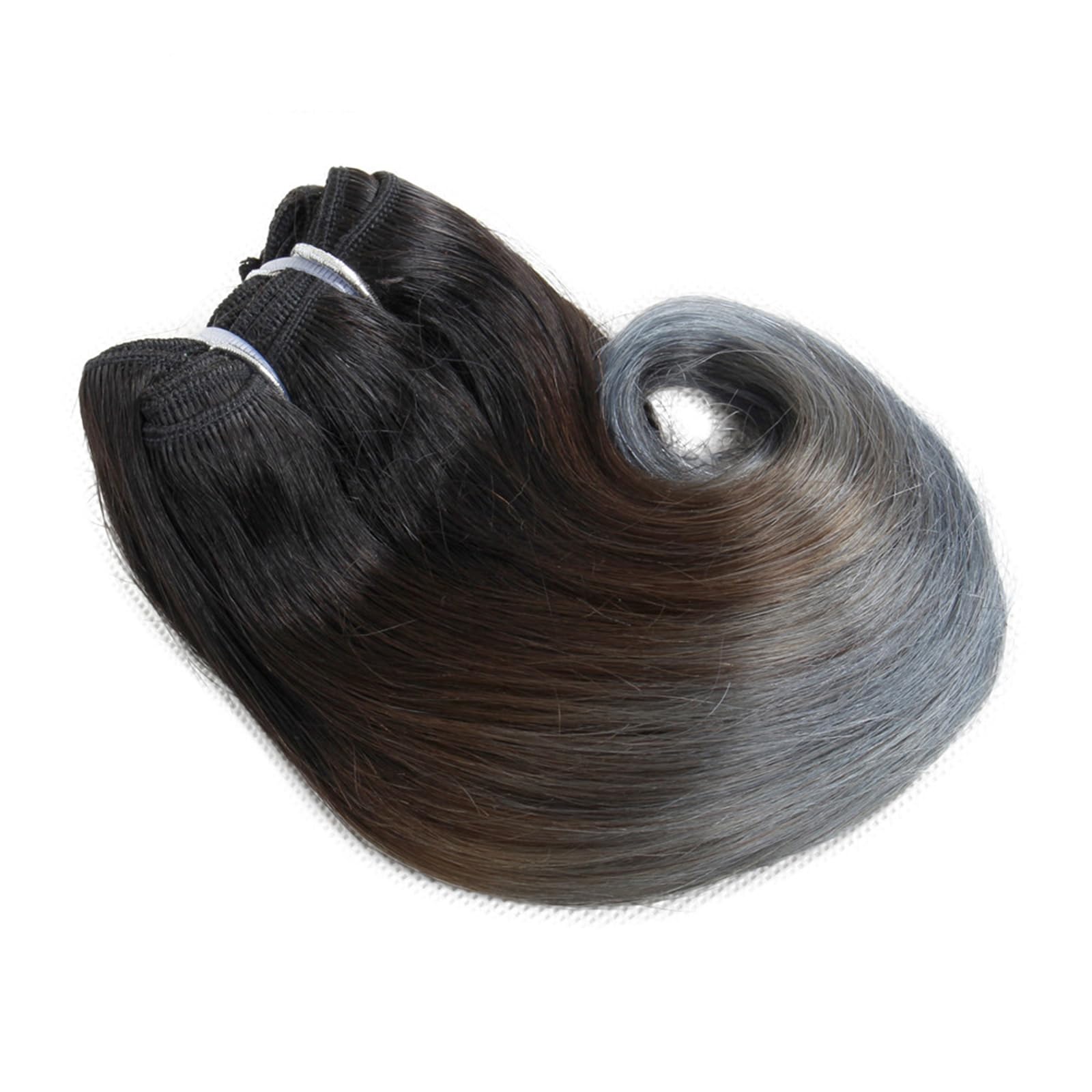 4Pcs/Bundle Human Hair Body Wave Bundles Flosius 12A Virgin Unprocessed Human Hair Weave Bundles Short Sew In Hair Extentions (T1B/Grey)