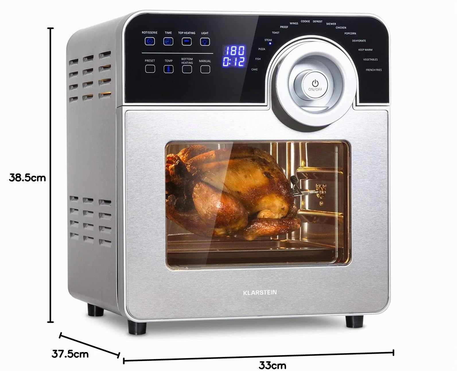 Klarstein AeroVital Cube Chef Heißluftfritteuse - 1700 W Heissluftfriteuse, Airfryer mit Touchscreen, 16 Programme, 50-220 °C, 14 L, ca. 10 h Zeitvorwahl, Edelstahl, silber