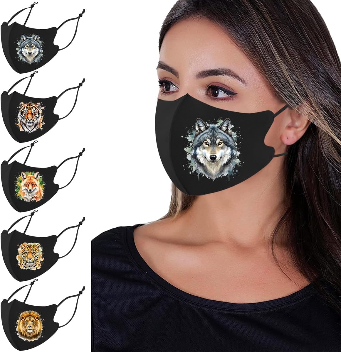 Fantasy Animals Pattern Cloth Face Masks,Adjustable Face Masks for Women,Resuable Animal Face Mask