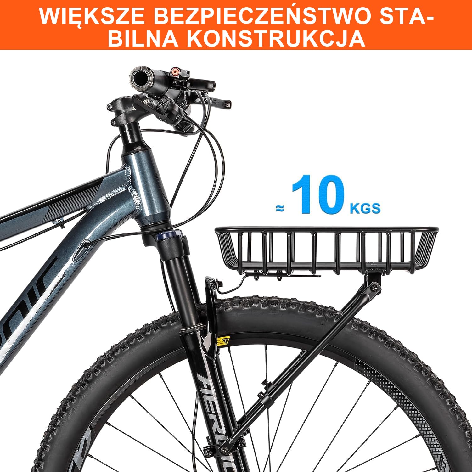 CXWXC kosz rowerowy z uchwytem przednim – Duży kosz rowerowy z przodu z wzmocnieniami – aluminiowy kosz przedni o dużej pojemności