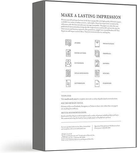 Miniatura 3 de Southworth 3172410 - Papel láser (25% algodón, 24 libras), acabado liso 8-12 x 11 500caja