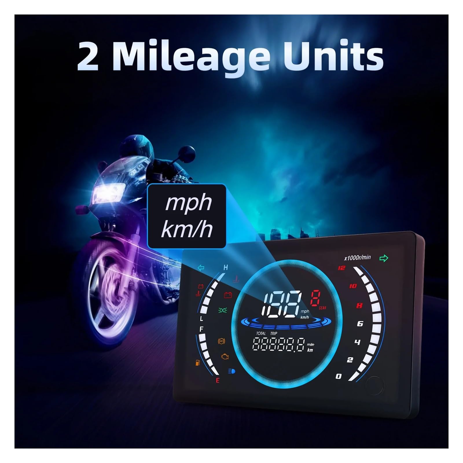 Moto Odómetro Tacómetro Velocímetro Universal para Motocicleta De 12 V, RPM, 199 Km/h, LED Digital Ajustable, con Temperatura, Marcha Km/con Sensor