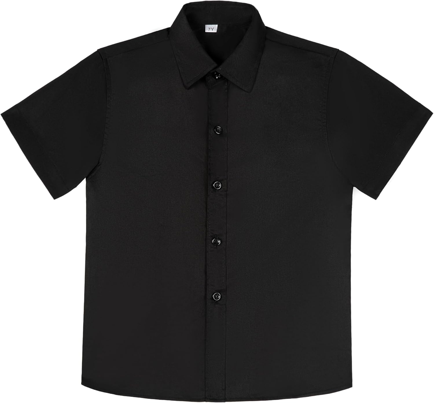 Visaccy Boys Short Sleeve Dress Shirts Button Down Solid Cotton Casual Shirt Size 2-20 Years