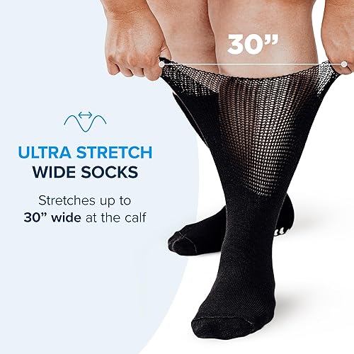 Miniatura 2 de 2 pares de calcetines extra anchos para pies hinchados, calcetines diabéticos para hombres, calcetines antideslizantes para diabéticos, calcetines