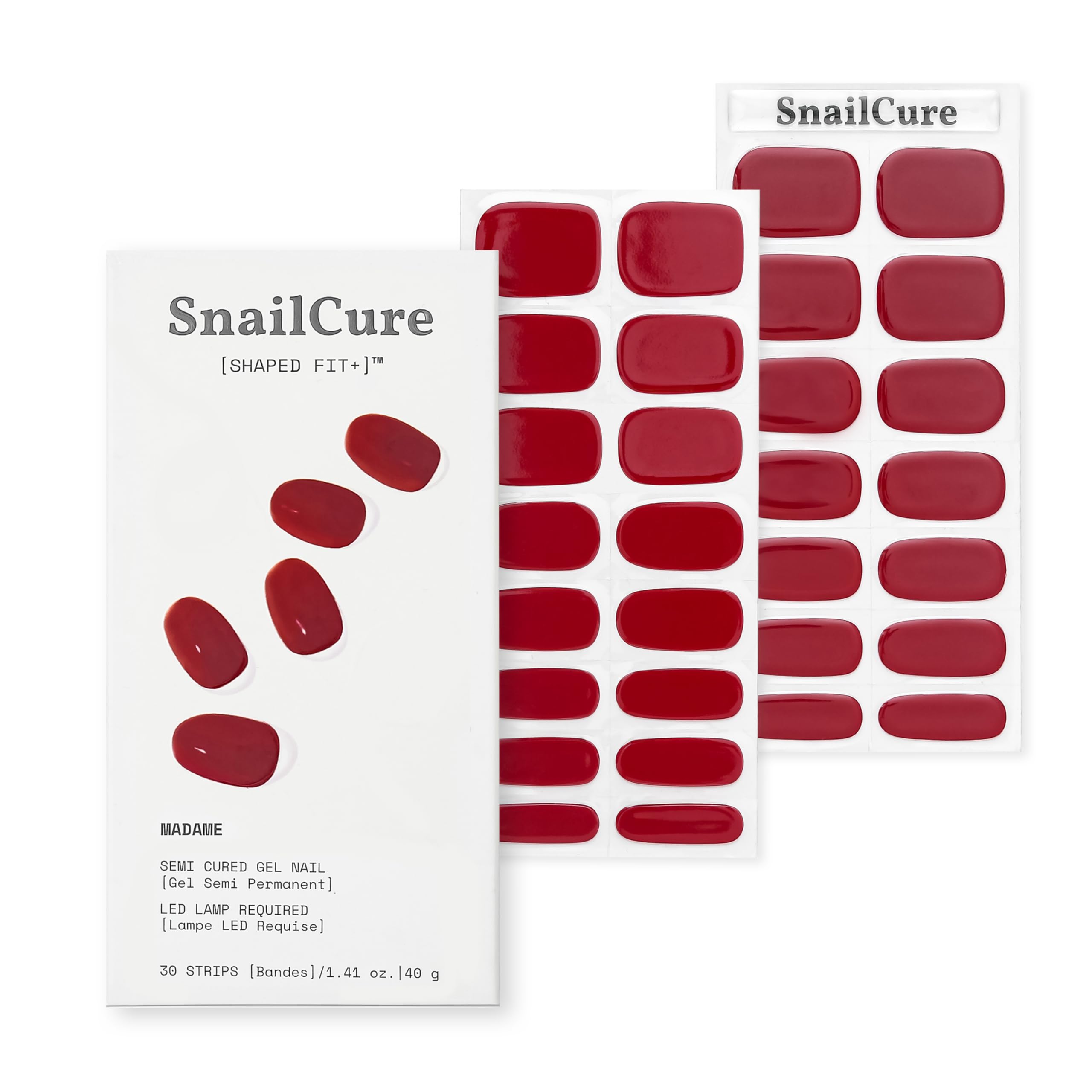 SnailCure Semi Cured Gel Nail Strips, Real Gel Polish Wraps for Long-Lasting Shine, Easy Stick On Nails Kit, Vegan