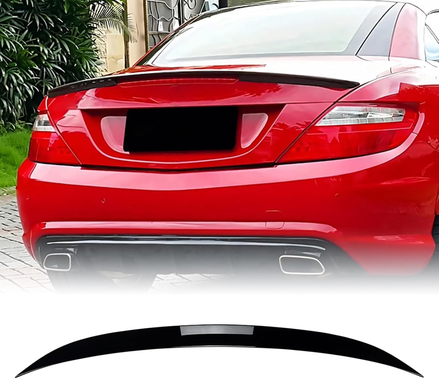 QDFGNKBAI car Rear spoiler for Mercedes Benz SLK R172 Black 2011-2015,Tail Wing Rear Trunk Boot Lip Wing Deflector Moulding Trim Tail Lid Rear Boot Rear Side Wing,A/Gloss Black