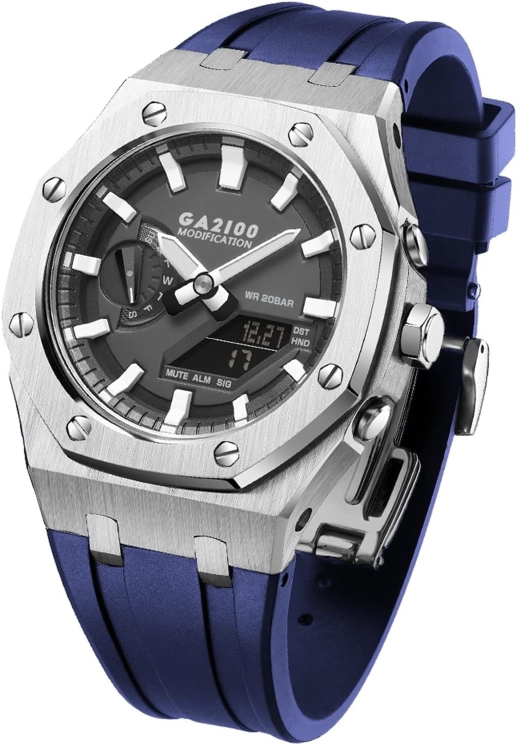 EZZON 5rd For GA-B2110 GA2100 Mod Kit Metal Watch Bezel Soft Silicone Strap Watch Modding Replacement Accessories