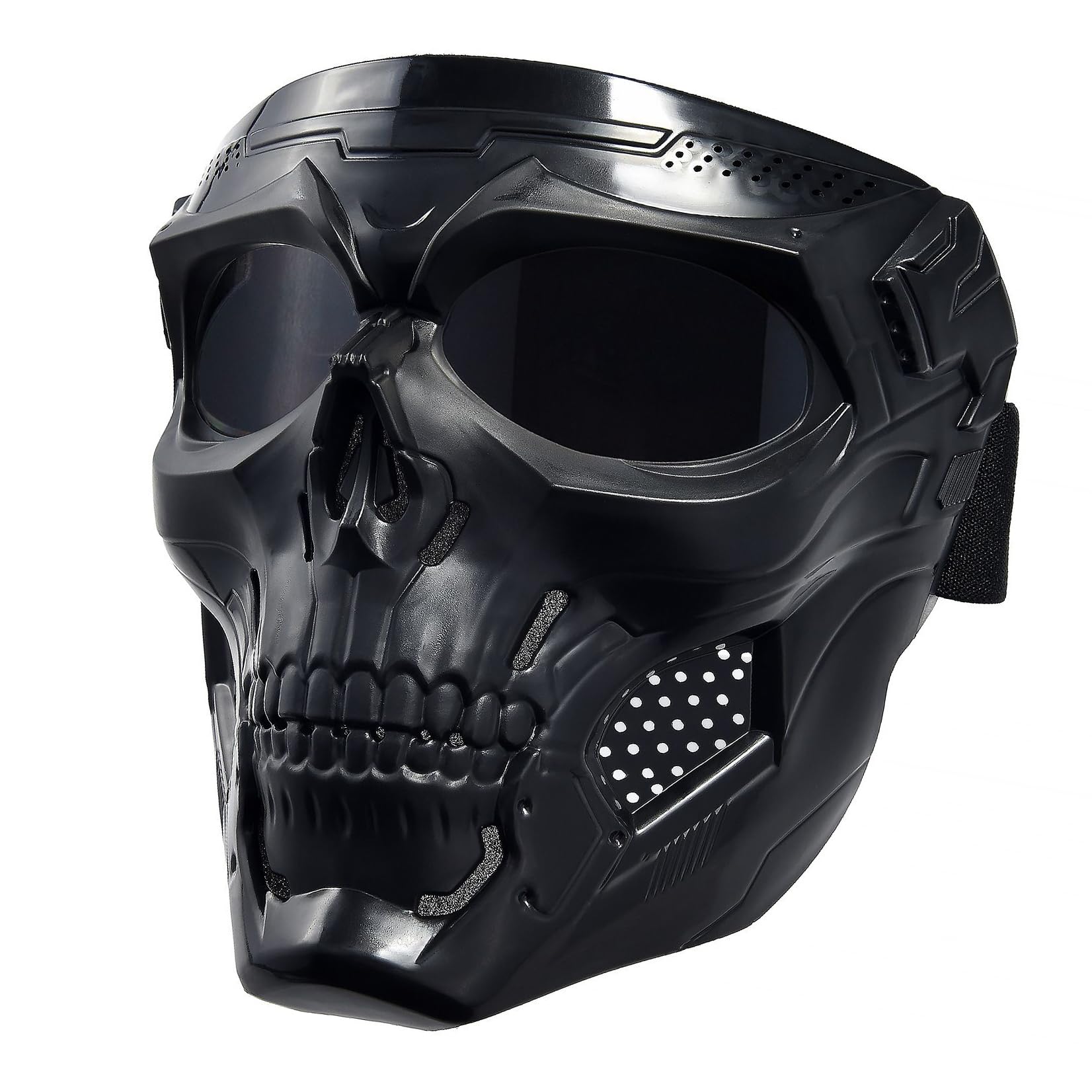 Skull Face Mask Full Face, Motorcycle Mask, Airsoft Mask, Tactical Mask, Paintball Mask for Men Women (SkullBlack)
