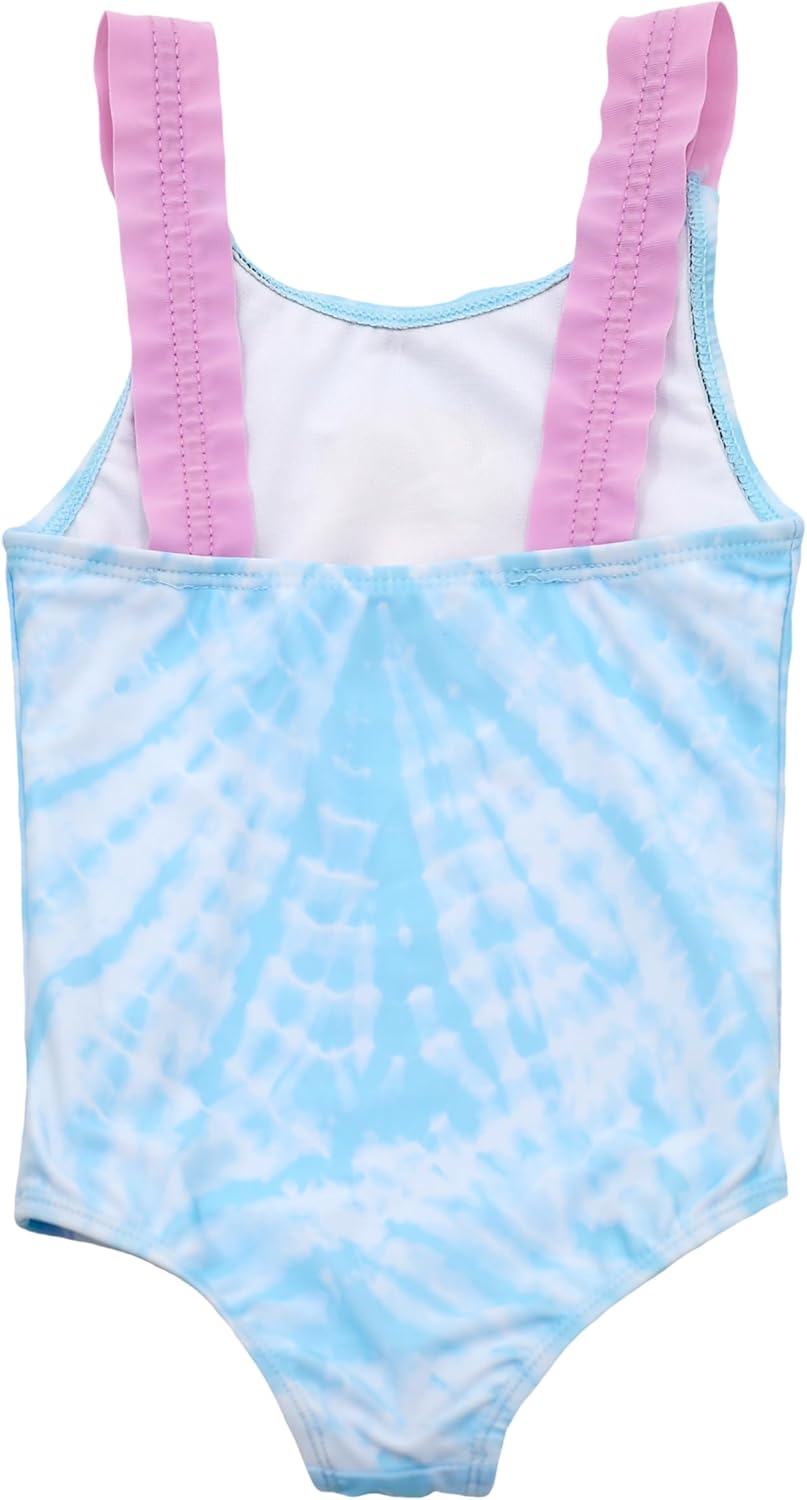Disney Frozen Elsa and Anna UPF 50+ One Piece Bathing Suit Girls Swimsuit, Blue, 2T - Image 2