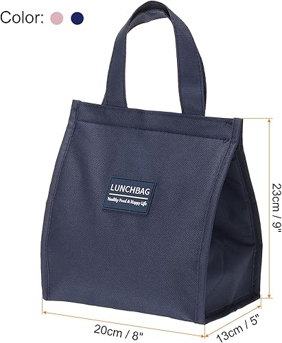 Miniatura 2 de PATIKIL Bolsas de almuerzo aisladas, paquete de 2 bolsas Bento reutilizables de 8 x 5 x 9 pulgadas, bolsas térmicas para el almuerzo, bolsa portátil