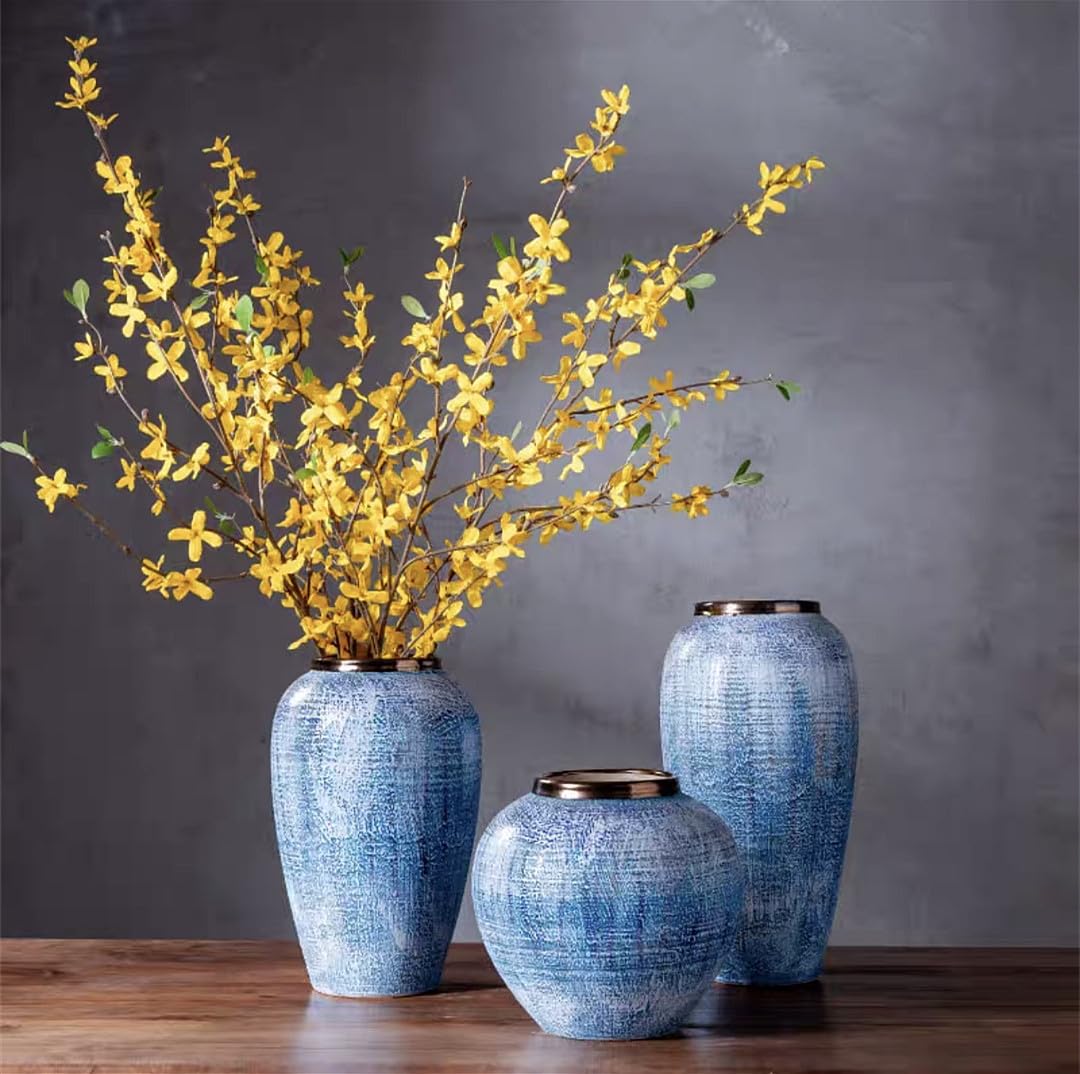 青色陶器花瓶 円筒形 青色陶器花瓶 円筒形 【公式通販】