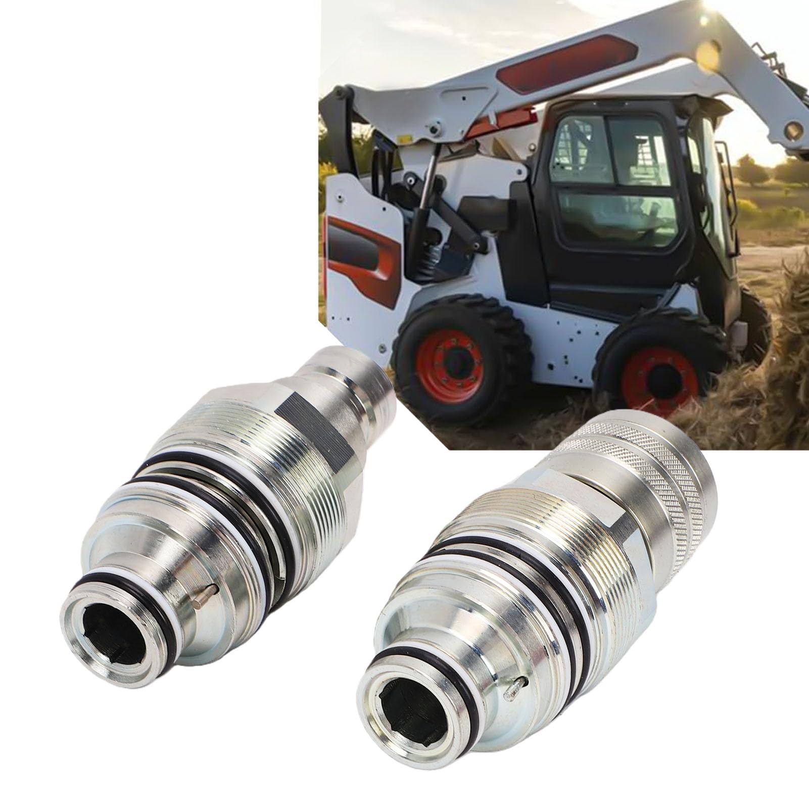 Jiawu Szybkozłącze Hydrauliczne, Gwint M46, Męski, żeński, Złącze z płaską powierzchnią czołową ze Stali Stopowej, Odporne na Wycieki, w Ekstremalnych Temperaturach, do ładowarek, Koparek, ładowarek