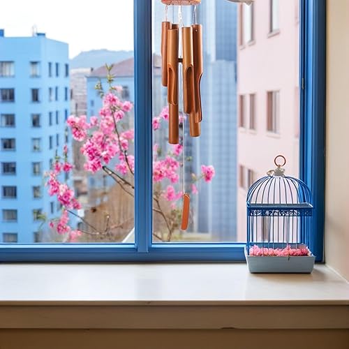 Miniatura 4 de BESPORTBLE Campana de viento colgante al aire libre decorativa para patio, ventana de jardín con sonido claro y agradable, estilo retro, artesanía