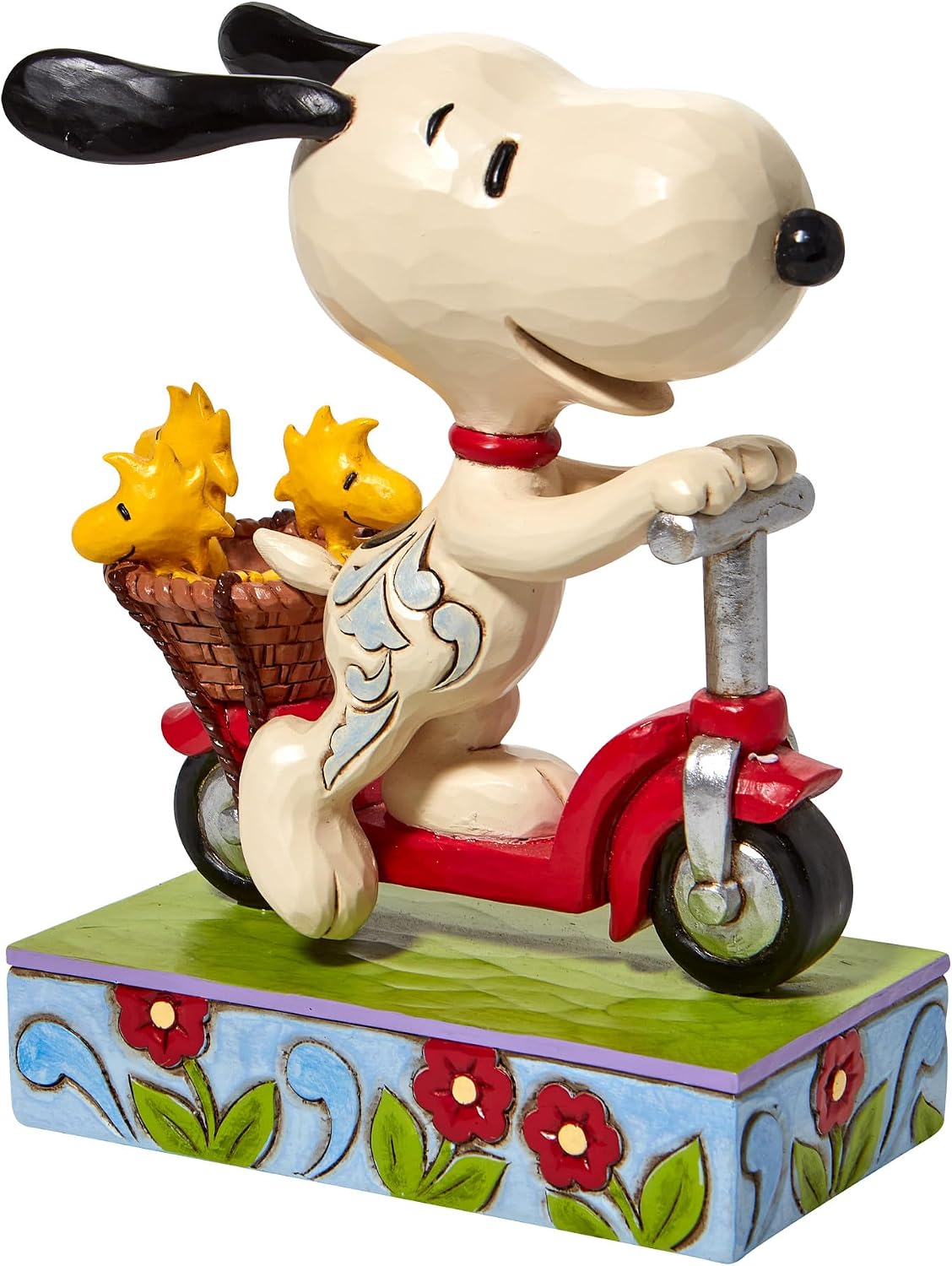 Enesco Peanuts by Jim Shore Snoopy and Woodstock Riding a Scooter Figurine, 6.5 Inch, Multicolor