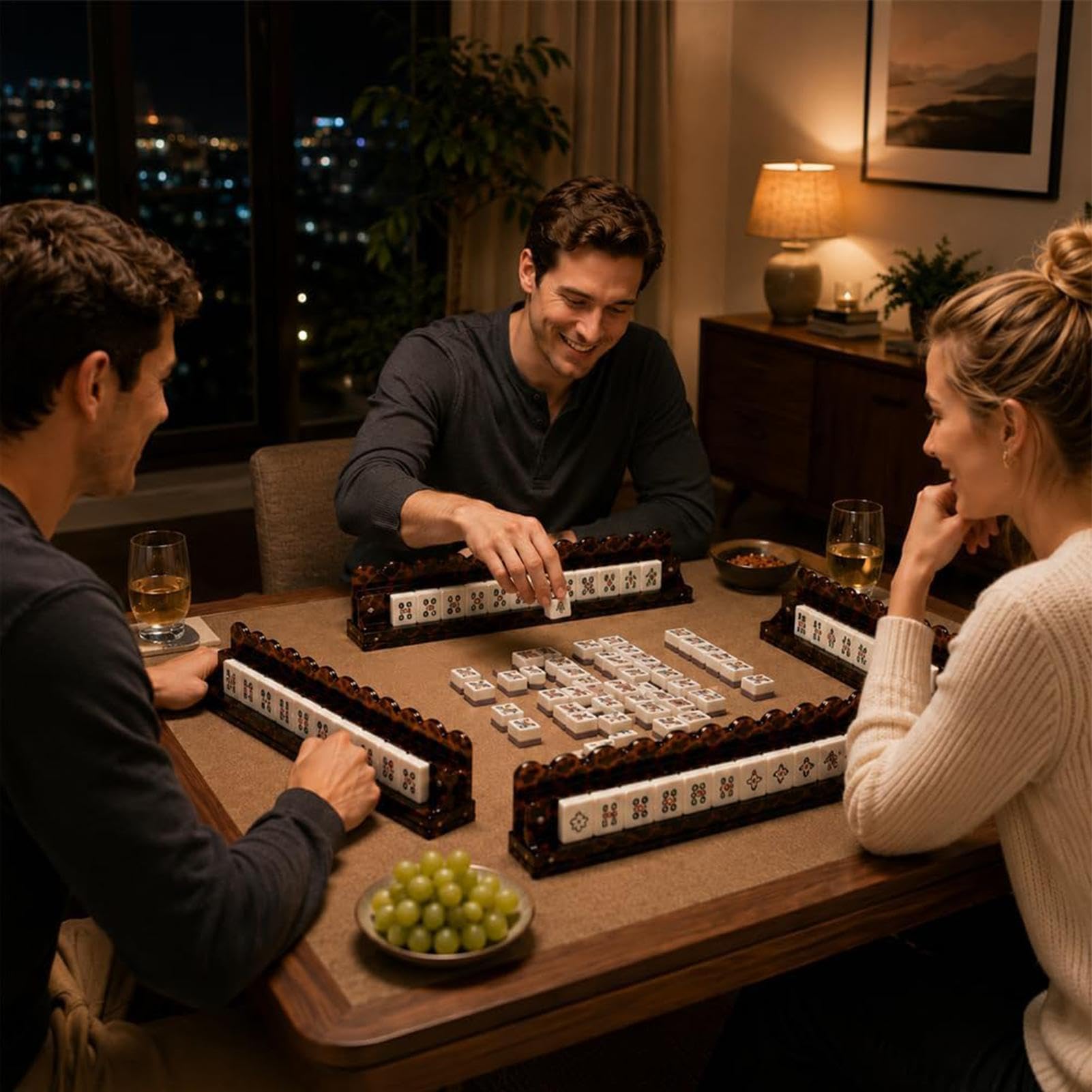 Magnetische Mahjong-Ständer Mit Schiebern 4 Stück Rutschfeste Acryl-Halter | Mahjong Acryl-Ablagen Für Zuhause Spiel Reise Tisch Party Sommer Outdoor-Aktivitäten