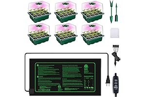 6 Pack Complete Seed Starting Kit with Grow Lights and Heat Mat