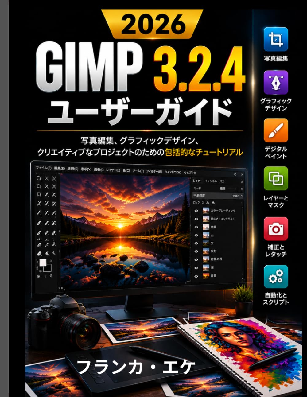 GIMP 3.2.4 ユーザーガイド 2026: 写真編集、グラフィックデザイン、クリエイ ティブプロジェクトのための包括的な チュートリアル