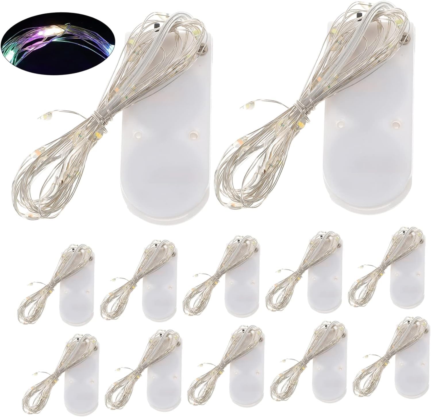 Guirlandes lumineuses ， 1 pièces chaîne LED fil de cuivre guirlande lumineuse rideaux lumineux à piles décor musical lumières de Noël à piles télécommande fil mini bouton batterie ( Color : Transparen