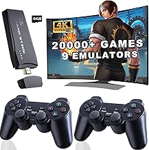 Video Games (New 2024 TV HDMI) Wireless Video Game Console Game Stick with Built-in 9 Emulators 20,000+ Games 4K HDMI Output and 2.4GHz Wireless 2 Controller Plug and Play Smart TV (64 G)