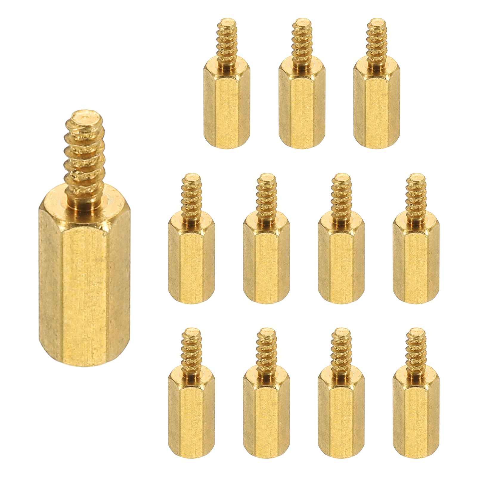 PATIKIL 12pcs M2.5 Male to Female Self-Tapping Hex Standoffs Spacers Pillars, M2.5 10+6mm Brass Motherboard Standoffs Copper
