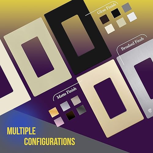 Miniatura 6 de ENERLITES SI8831-I - Placa de pared decorativa sin tornillos, cubierta de enchufe segura para niños, 1 entrada, 4.68 x 2.93 pulgadas, policarbonato