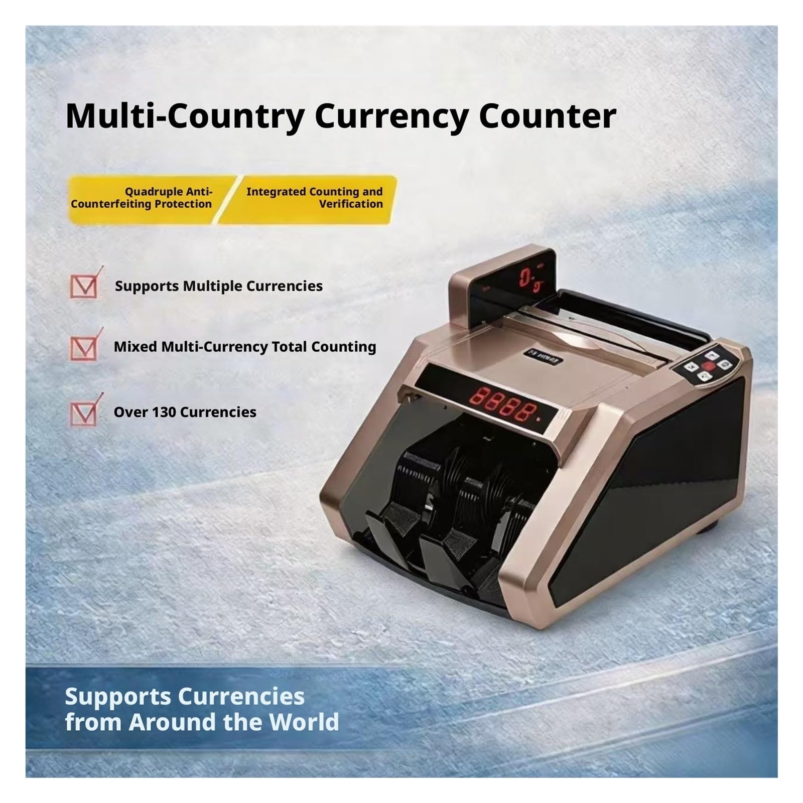 Contatore di banconote compatto Mix Value per oltre 130 valute, scanner LCD IR magnetico UV,Rilevamento preciso