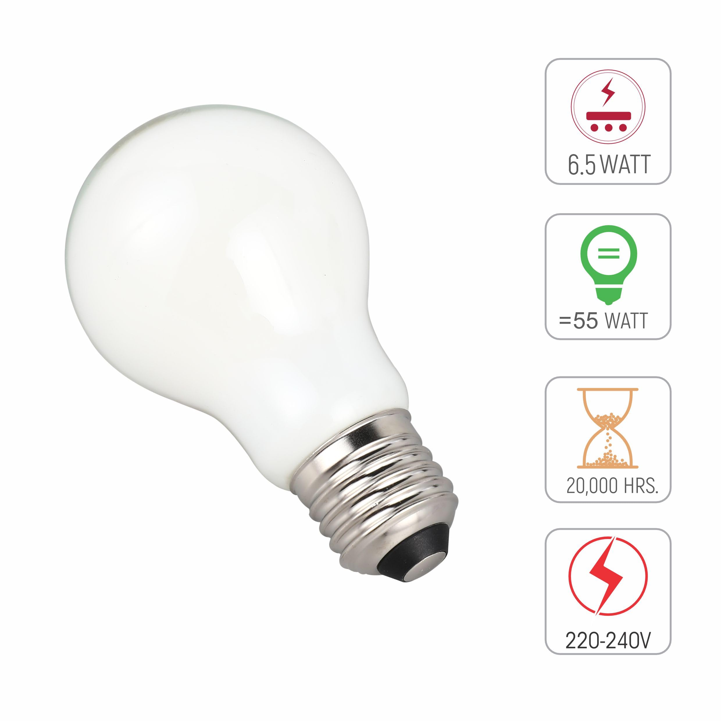 TEKLED® A60 GLS NONDIMMABLE Filament LED Bulbs, 4000k - Cool White, 55 Watt - Image 3