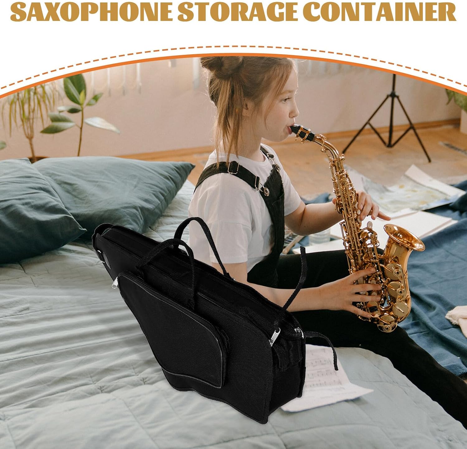 Toyvian Shockproof Alto Saxophone Case Bag with Double Shoulder Straps and Thickened Handle Portable Storage Container for Sax Instrument Protection