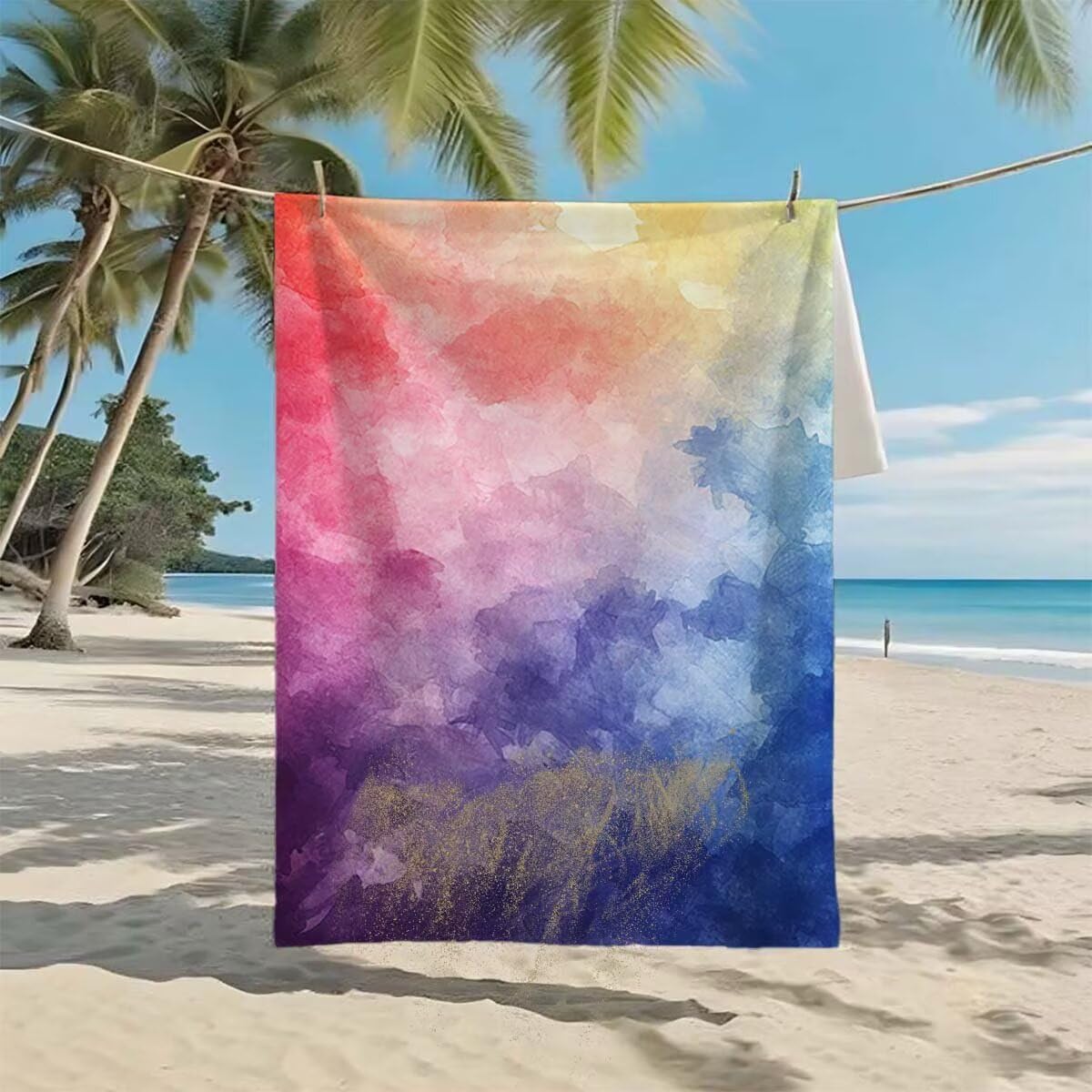 Telo Mare XXL 220x100cm/35x70cm, 2 Set Telo Mare Microfibra Sogno Asciugamano Palestra Uomo, Antisabbia, Leggero, Asciugatura Rapida, Teli da Spiaggia Grandi Accessori per Camping Natation Yoga F-82