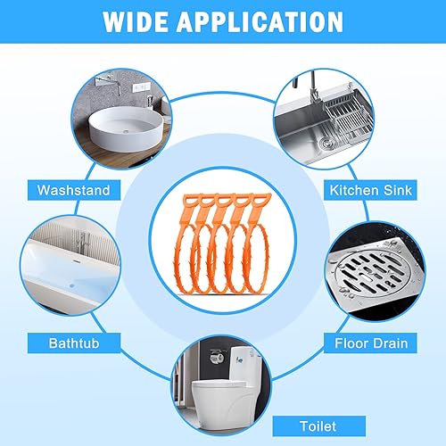 Miniatura 6 de Paquete de 6 herramientas de limpieza de desagües de pelo, herramienta para eliminar obstrucciones de drenaje de cabello, herramientas para cocina,